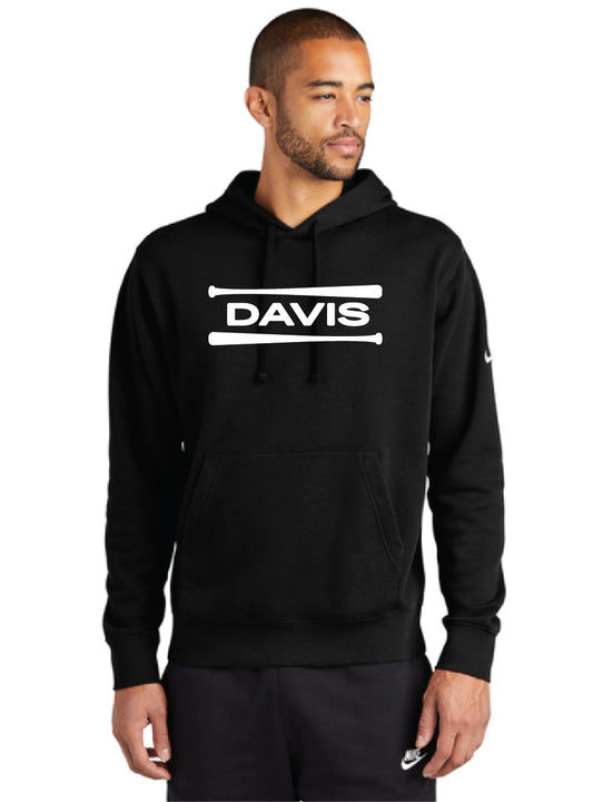 Davis Softball Nike Club Fleece Sleeve Swoosh Pullover Hoodie